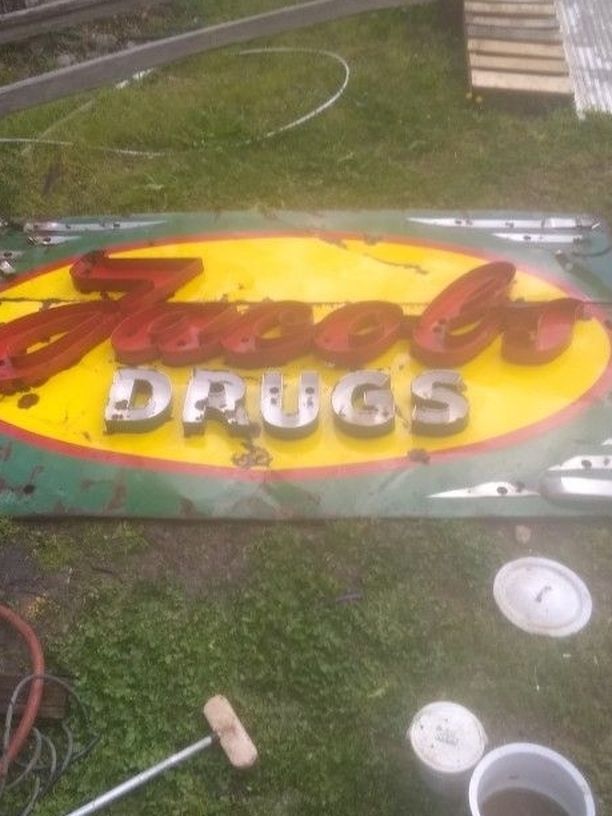 Jacobs Drugs Porciln Sign From Jacobs Pharmacy In Atlanta