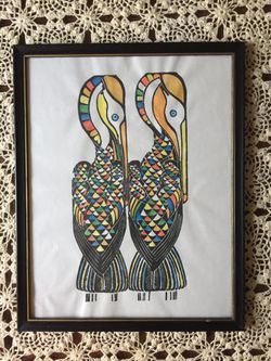 Beautiful Original Watercolor Painting of Cranes