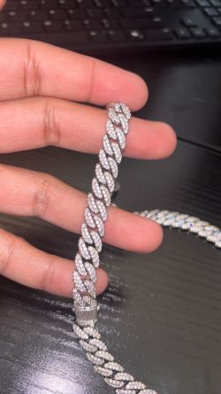 Iced Chain Stack Silver 20” 22” Cuban + Tennis Chain Set