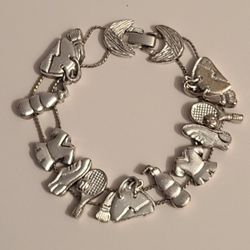 Vintage TOFA Tennis Themed Slider Bracelet
