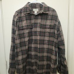Vintage L.L. Bean Charmois Cloth Plaid Flannel Long Sleeve Shirt - LARGE