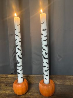 Halloween pumpkin candle holders