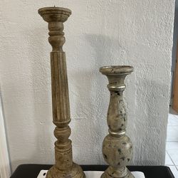 Set Of Wooden Candle Holders