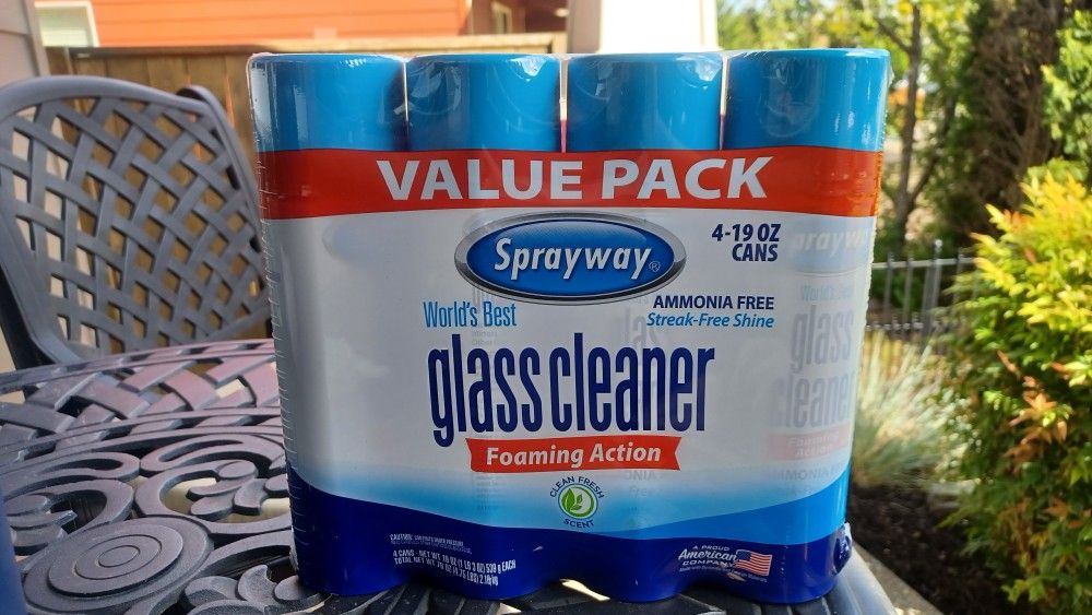 Sprayway Glass Cleaner - 4/19oz cans Heavy-Duty Cleaning Ammonia Free