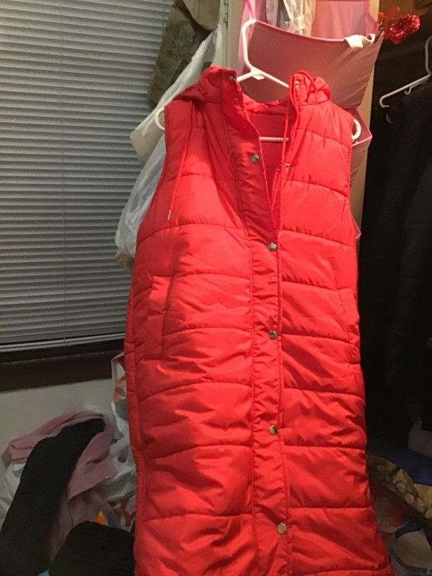 long puffer vest with hood women's