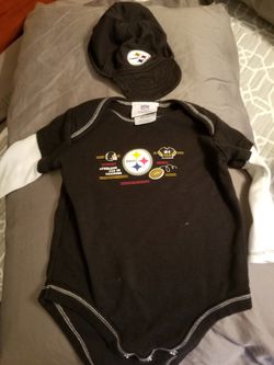Steelers baby onesie with matching cap!