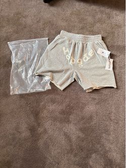 Grey sp5der shorts with rhinestones