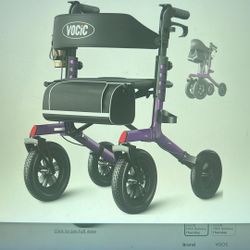 NEW Walker w/Seat for Seniors. Z57 Outdoor Rollator Walker with 12" All Terrain Big Wheels, 7-Level Adjustable Height Rolling Walker w/Safety Brakes