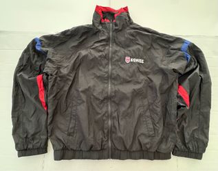 Pre Owned  Excellent  K-Swiss Forever 21 Windbreaker Jacket  Lined Full Zip  Embroidered  Black Red Blue  Women  Size Small