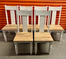 Set Of 6 Beautiful World Market Distressed Hardwood Chairs