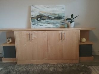 Wood TV Cabinet Unit  ,real Wood , Large  Organizer