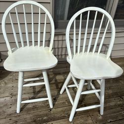 Solid wood White swivel counter stool