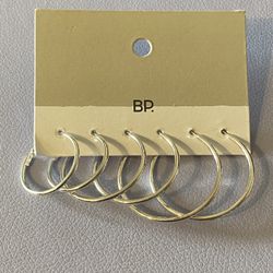 Silver Tone BP Hoop Earrings From Nordstrom 3 sizes Brand New With Tags