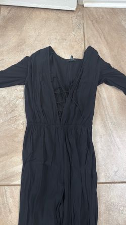 Black Long Sleeve Lace-Up Jumpsuit