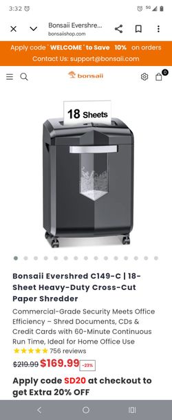 Bonsai commercial paper shredder