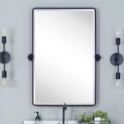 New in box  #172  TEHOME Woodvale 20 in. W x 30 in. H Medium Rectangular Metal framedd Wall Mounted Bathroom Vanity Mirror in Matt Black