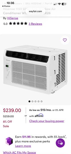 Hisense 115V 6000 BTU Window Air Conditioner White
