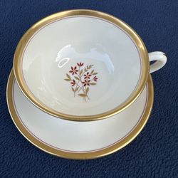 (Set of 6) VTG Lenox Nydia Footed Tea Cup & Saucer Set USA Gold Trim
