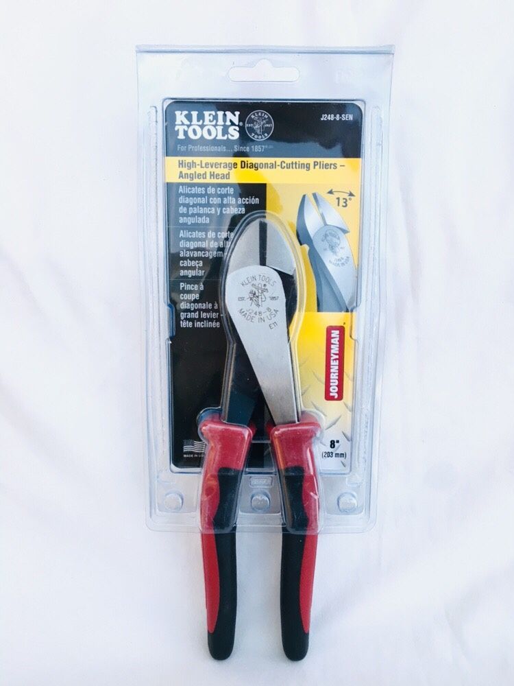 New Klein Tools High Leverage Diagonal Cutting Pliers Dykes Angled Head - Made in USA