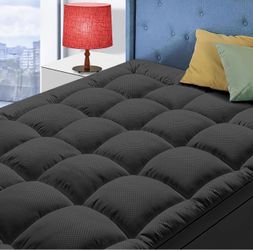 Black Queen Cooling Extra Thick Mattress Topper with with 21” Deep Pocket, Plush Mattress Pad Cover