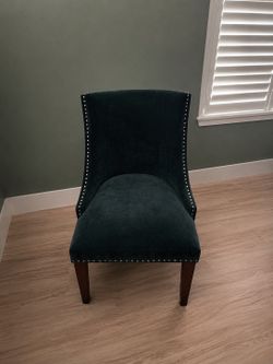 Set of 2 Teal Velvet Accent Chairs