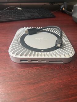 RayCue Mac mini M6, M5 Pro, M4 Dock, Aluminum Stand and HDMI Hub for Mac mini M4/M5 Pro and M6 2026 with M.2 NVMe/SATA SSD Enclosure, 4K60Hz HDMI,10G 
