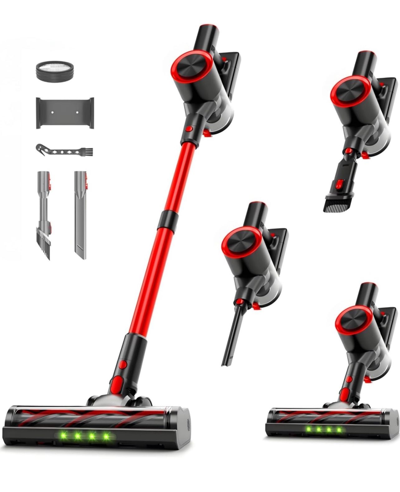 Brandnew Cordless Stick Vacuum Cleaner, 38Kpa Powerful Suction Vacuum Cleaner with LED Headlight, Detachable Battery, 8-in-1 Lightweight Handheld Vacu