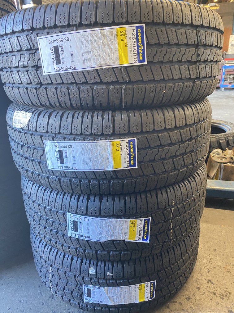 265/60/18 Goodyear Wrangler SR-A 4 new tires installed and balanced! for  Sale in Whittier, CA - OfferUp