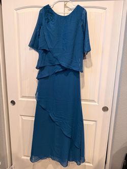 Teal Chiffon Overlay Dress