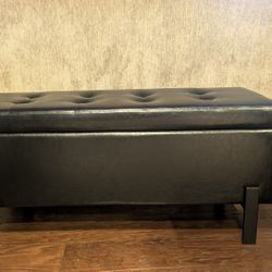 New Black Leather Ottoman 