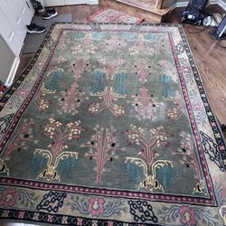 8 X 10 Wool Indian Thick Rug By Loom Bloom Green Colors 