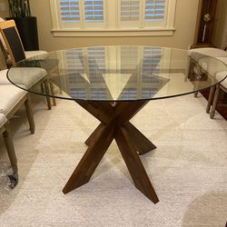 48” Round Glass Dining Table 