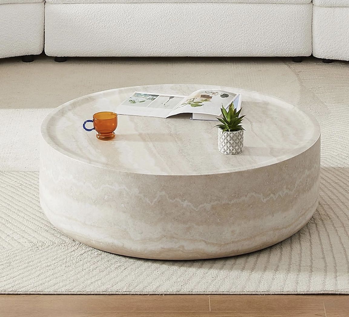 Round Coffee Table Faux Marble