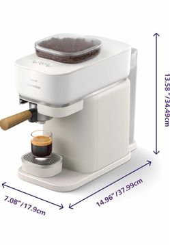 New PHILIPS Baristina Espresso Machine, Grinds, Tamps & Brews, Natural White