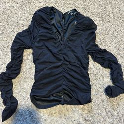 V Neck Sheer Sleeve Top