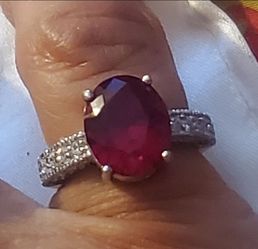 Pretty 925 CZ Ring / Red Stone -  6