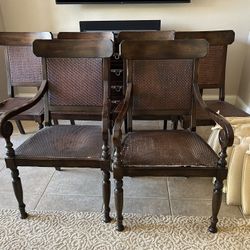 6 Wood & Cane Dinning Chairs