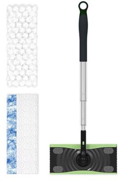 Swiffer Mop & Go Deluxe 2-in-1 Multi-Surface Kit for Floor Cleaning Includes 1 Sweeper Device (Collapsible). 1 Heavy Duty Dry Sweeping Cloths. 1 Heavy