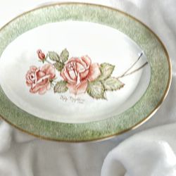 Vintage Johnson Bros. Roses Platter Crazing 11 1/2” X 9” Signed Good Condition 