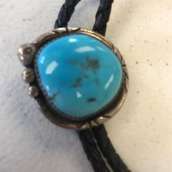 Turquoise Bo Lo Tie Sterling Silver 