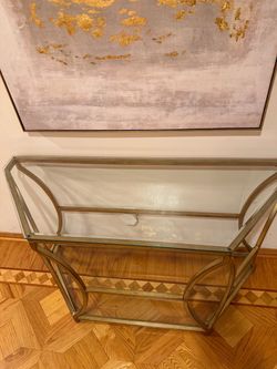 Gold metallic finish Coffee table set with 3 side tables and console