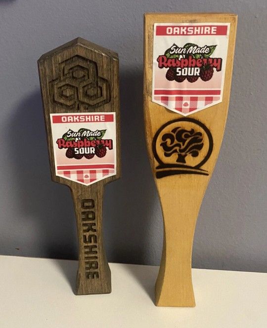 Oakshire Brewing (Lot Of 2) Wooden Beer Tap Handles Man Cave Bar Decor Eugene OR