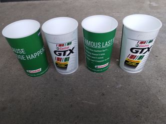Vintage Castrol GTX Motor Oil promotional plastic cups x4, Pepsi