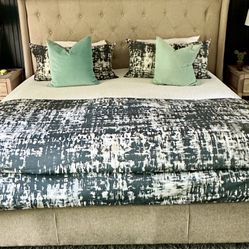 King sized Upholstered Bed Frame - Warm Beige 