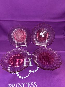 Princess House Wildfower Glass Lunch Plates (4) Platos medianos de cristal Wildflower (4)