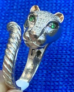 Effy Size 7 .925 Silver/14K Gold  Panther Head Ring, NICE