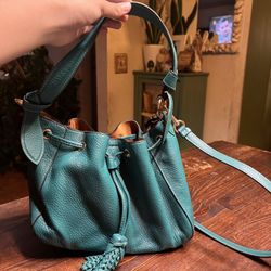 Coach Everly Drawstring Shoulder Bag & Wristlet in jade green