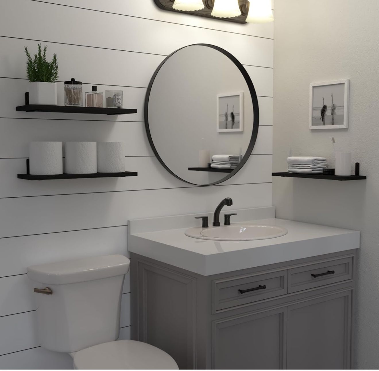 Wall Mounted Shelves, 3 Sets Floating Wood