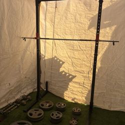 Squat Rack With Weights & Barbell