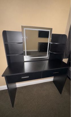 Black Vanity with LED light up mirror